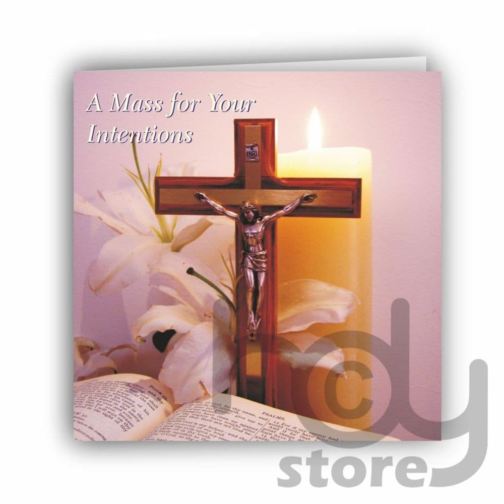 Mass Intention Card - Candle/Lily/Crucifix Design