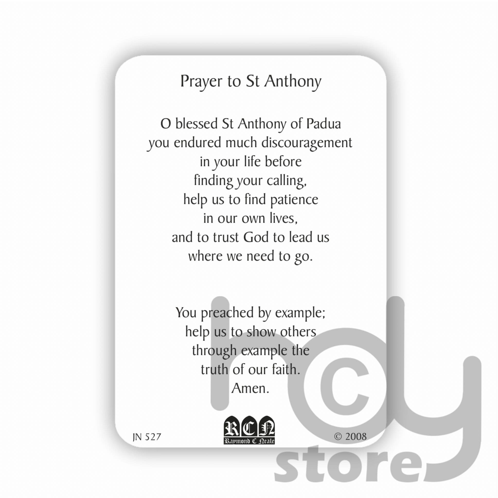St Anthony prayer card