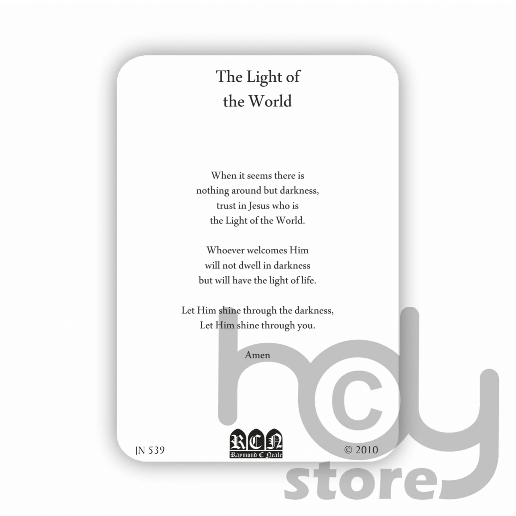 The Light of the World prayer card
