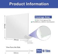 10.8m² Pack of 30 Suspended Ceiling Tiles (600x600, 595mm x 595mm x 7mm) - EasyClean and Wipeable