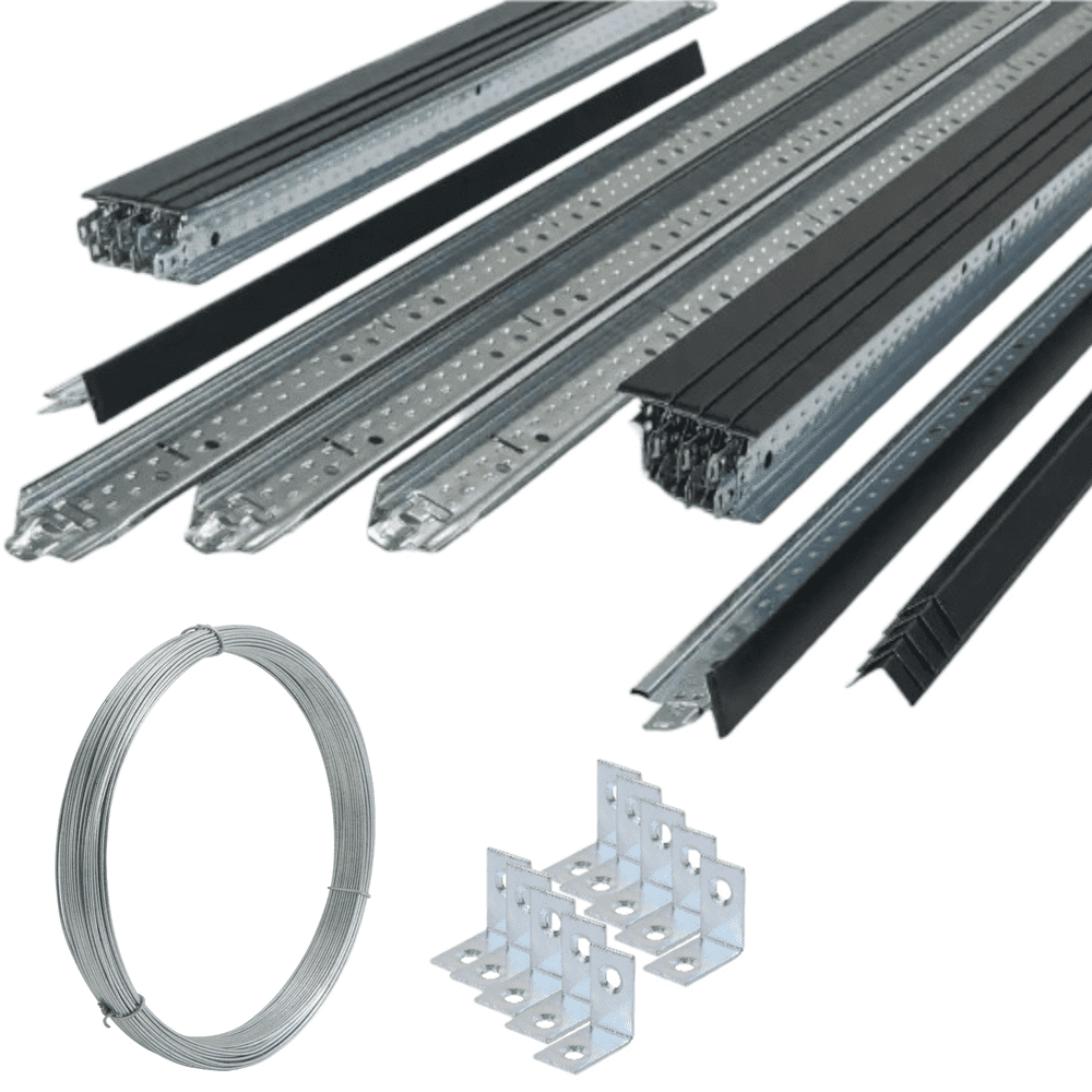 10m2 Complete Black Suspended Ceiling Grid System x 24mm Wide Tiles Not ...