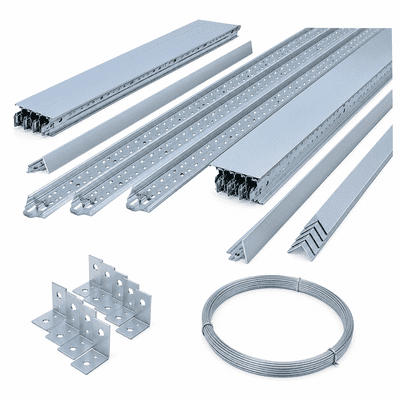 10m2 Complete Brushed Chrome (Like Aluminium) Grid System x 24mm Wide ( Tiles Not Included) (2).