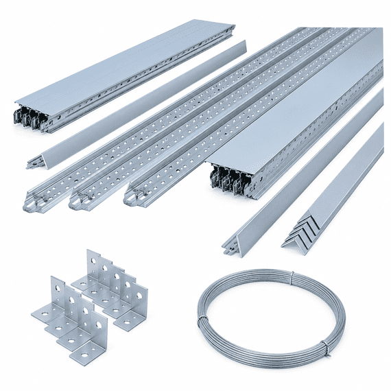 10m2 Complete Brushed Chrome (Like Aluminium) Grid System x 24mm Wide ( Tiles Not Included) (2).
