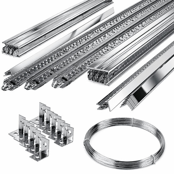 10m2 Complete  Polished Chrome (Like Mirroring)  Grid System x 24mm Wide ( Tiles Not Included).