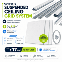 1m² Complete Suspended Ceiling System with Tiles – Minimum Order 5m²