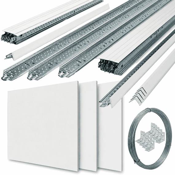1m² Complete Suspended Ceiling System with Tiles – Minimum Order 5m²