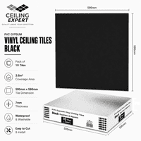 Black Suspended  Wipeable Ceiling Tiles - EasyClean - 595mm x 595mm - Fits 600 x 600 Grid System