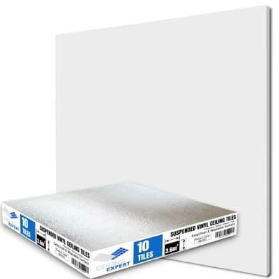 Ceiling Expert  Suspended EasyClean Wipeable Ceiling Tiles 595mm x 595mm For 600 x 600mm Grid System