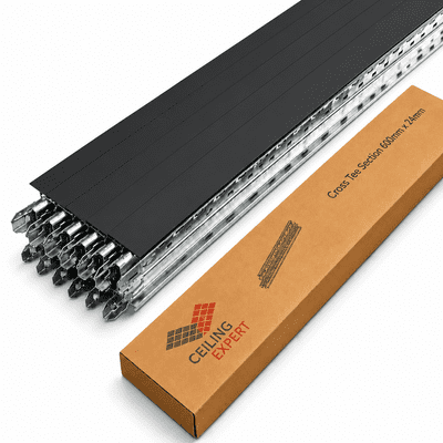 Pack of 10 Black Cross Tee Section 600mm x 24mm Components