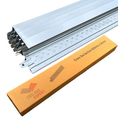 Pack of 10 Chrome ( Mirroring)  Cross Tee Section 600mm x 24mm  Grid Components