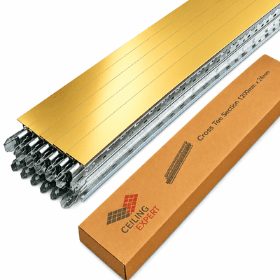 Pack of 10 Gold Cross Tee Section 1200mm x 24mm Bar 1200