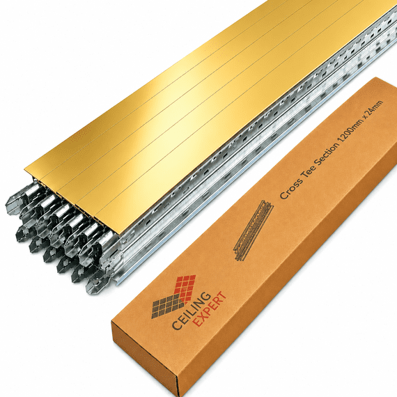 Pack of 10 Gold Cross Tee Section 1200mm x 24mm Bar 1200