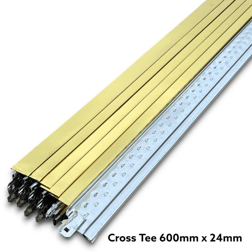Pack of 10 Gold Cross Tee Section 600mm x 24mm T Bar