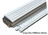 Pack of 10 White Cross Tee Section 1200mm x 24mm Suspended Ceiling Grid Bar