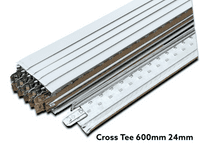 Pack of 10 White Cross Tee Section 600mm x 24mm