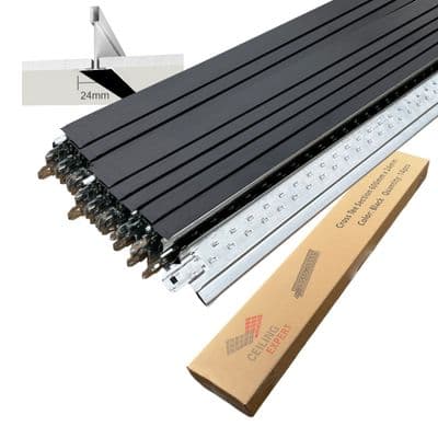 Pack of 14  Black Cross Tee Section Bar Suspended Ceiling Grid Components 600mm x 24mm