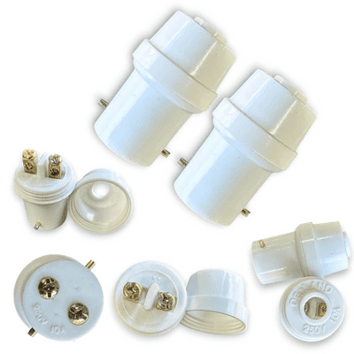 Pack of 2 - B22 Bayonet Light Adaptor Plug BC Bulb Holder Connector Lamp Socket Extension