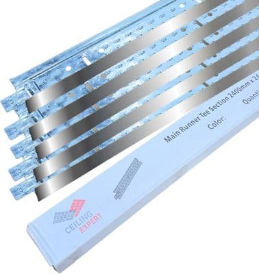 Polished Chrome Mirror Main Tee Section Support For Suspended Ceiling Grid System Support Bar Spares