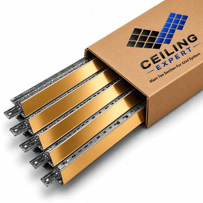 Polished Gold Main Tee Section 2400mm 24mm Runner Support Bar Suspended Ceiling Grid System