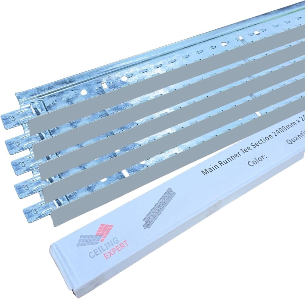 Silver or Brushed Chrome Suspended Ceiling Grid Main Tee Section Bar ...