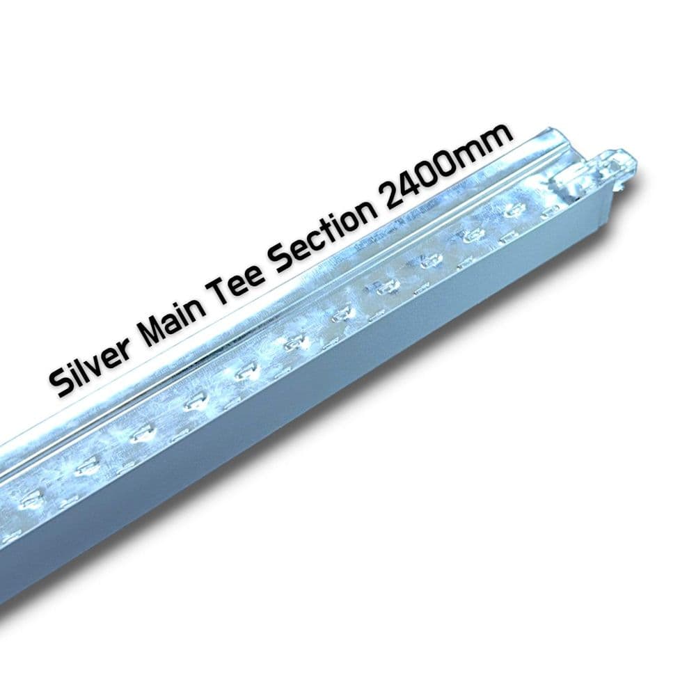 Silver or Brushed Chrome Suspended Ceiling Grid Main Tee Section Bar ...