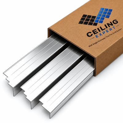 Suspended Ceiling Grid Polished Chrome Mirror Perimeter Angle Trim Edge 2400mm x 20mm
