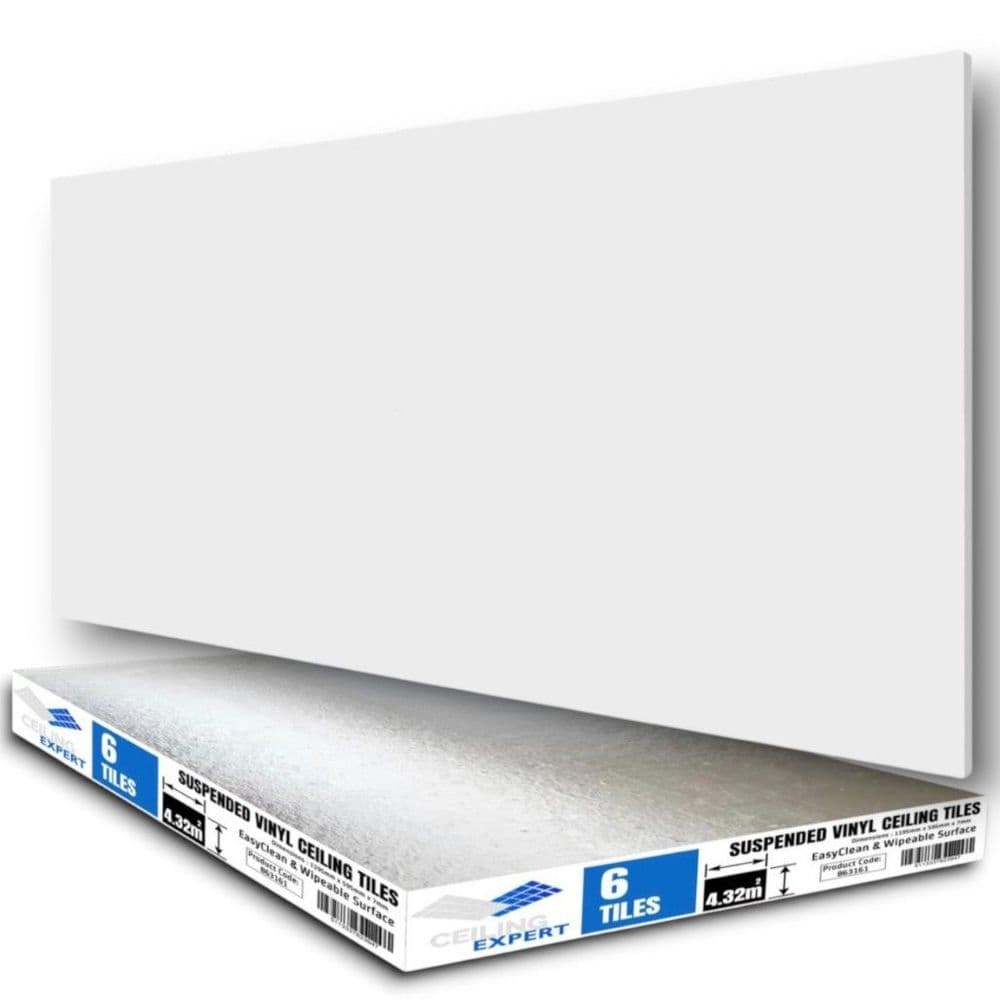 Suspended Ceiling Tiles EasyClean & Wipeable 1195mm x 595mm For 1200mm