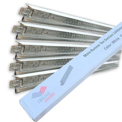 Suspended White Cross Main Tee Section T-24 (24mm) 2400mm x 24mm Grid Component