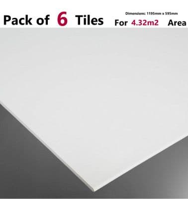 White Suspended Ceiling Tiles (Waterproof) Wipeable and Easyclean Size 1195mm  x 595mm x 7mm