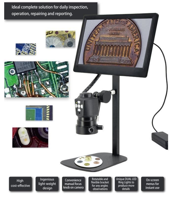 EAGLE-M-HD Inspection Microscope - Stand with Display HD Resolution ...