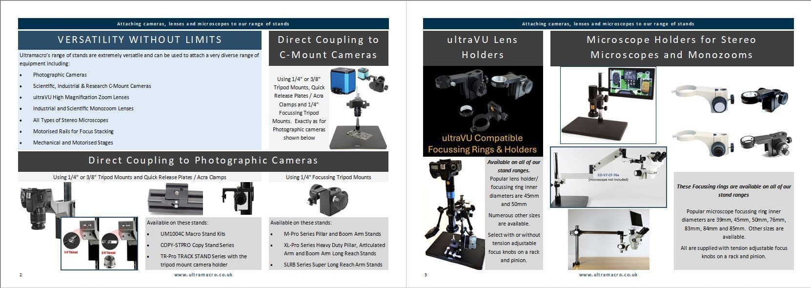 Ultramacro's Stand Range Datasheet