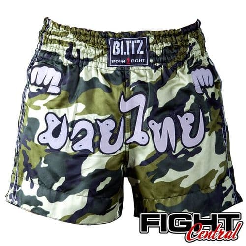 Blitzsport Adult Muay Thai Shorts - Camo