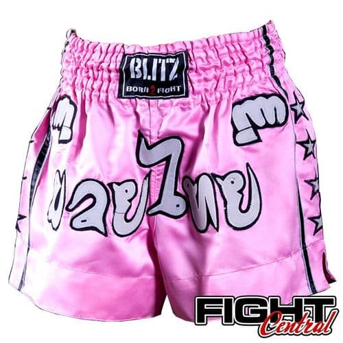Blitzsport Adult Muay Thai Shorts - Pink