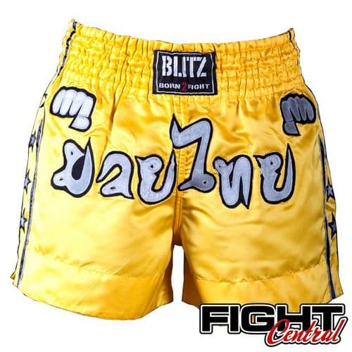 Blitzsport Adult Muay Thai Shorts - Yellow