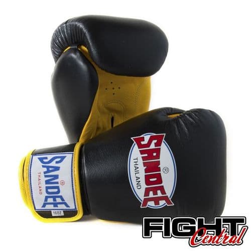 Sandee Two Tone Boxing Gloves - Black/Yellow
