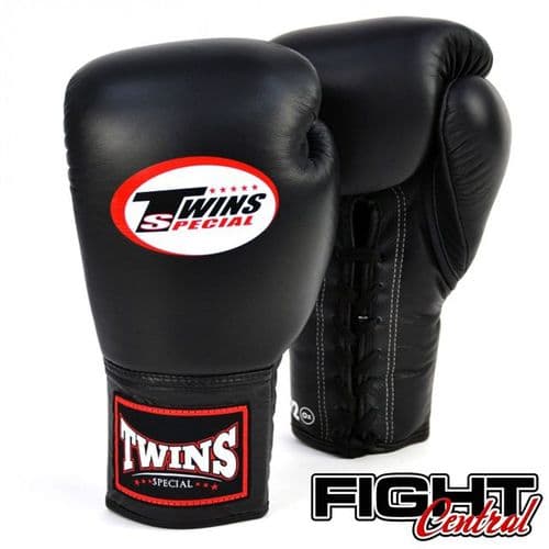 Twins Lace Up Boxing Gloves - Black