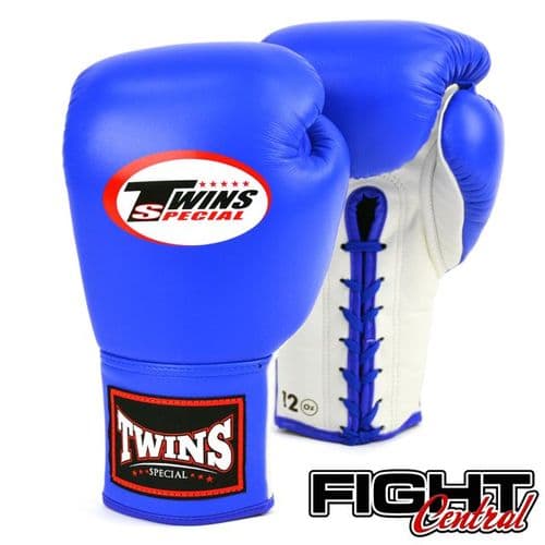 Twins Lace Up Boxing Gloves - Blue