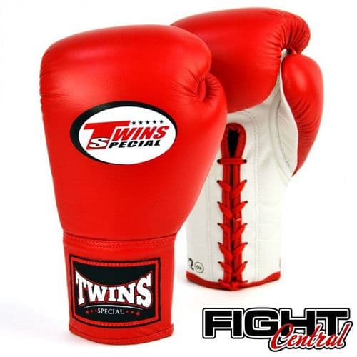 Twins Lace Up Boxing Gloves - Red