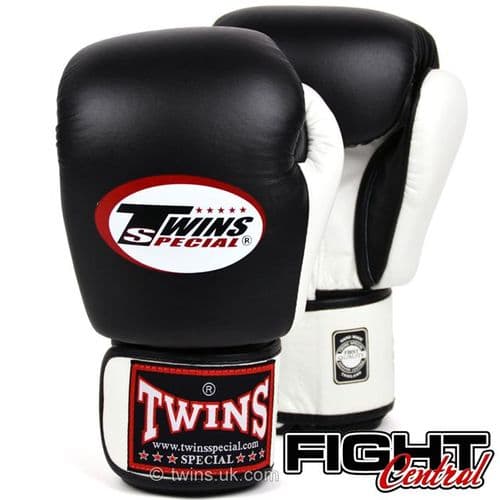 Twins Velcro Boxing Gloves - Black/White