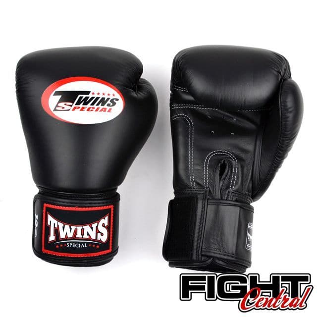 Twins Velcro Boxing Gloves - Black.