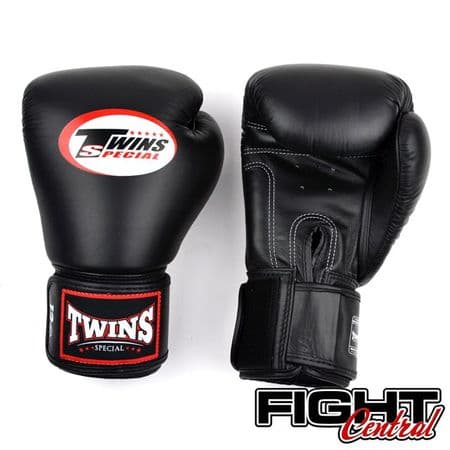 Twins Velcro Boxing Gloves - Black.