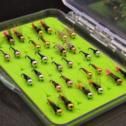 Boxed Euro Nymph Selection | 30 Tungsten weighted nymphs