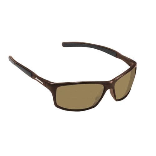 Snowbee Classic Polarised Sunglasses - Wrap Around Brown Frame / Amber Lense