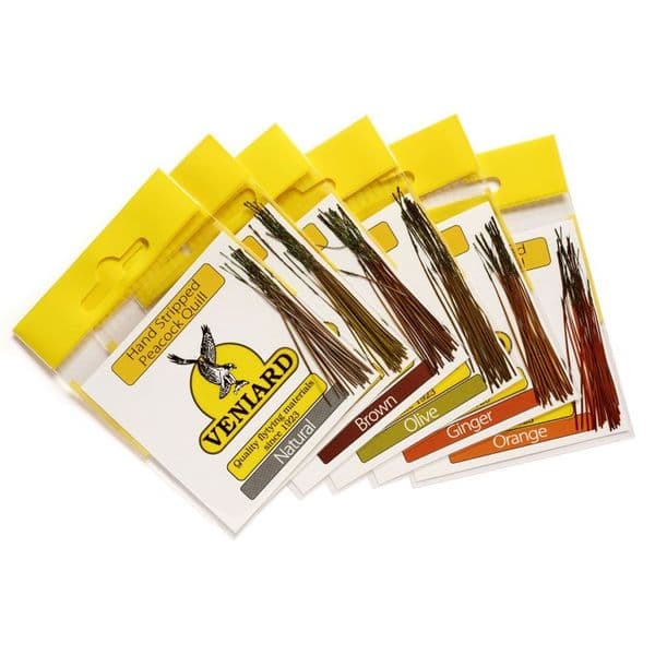Veniard Hand Stripped Peacock Quills