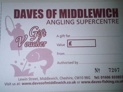 Daves of Middlewich GIFT VOUCHER - amounts from