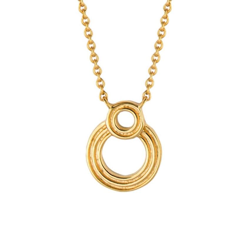 Beginnings Yellow Gold Double Open Circle Necklace N4523 & Elements Silver Gold necklace N4523 | Wearitboutique
