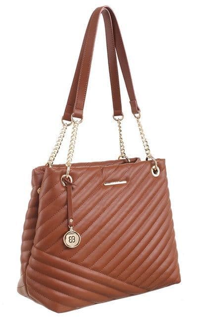 Bessie London Tan Double Handle Bag Bessie London Classic Tan