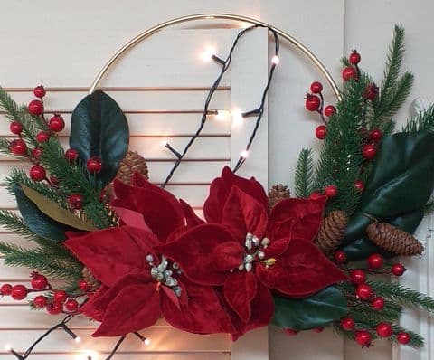 Christmas Princettia Red Poinsettia Wreath