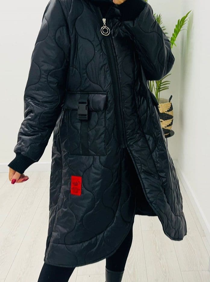 Kyla Long Black Hooded Coat | Womens Long Black Hooded Coat | Wearitboutique