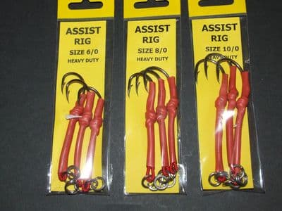 3 x ASSIST HOOKS 6/0 8/0 10/0 FOR JIGS PIRKS NORWAY BOAT WRECK SEA FISHING